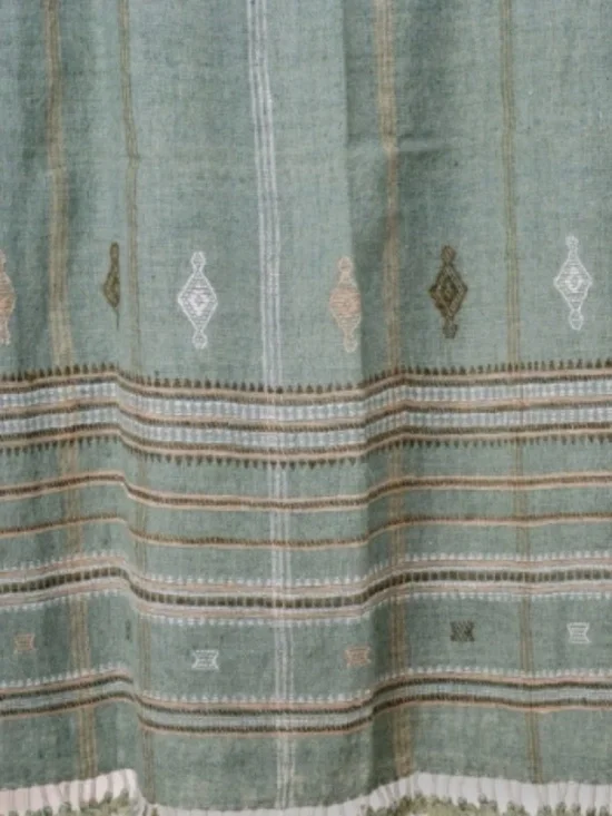 Gorgeous Indian Wool Coverlet/Throw in Jade NWOT - Picture 1 of 4